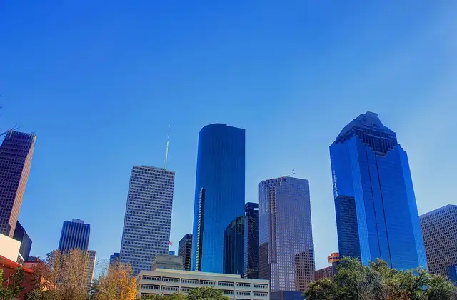 Downtown Houston skyline under a clear sky